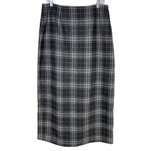 Eddie Bauer Gray Plaid Wool Maxi Skirt Size 12 Preppy Academia Teacher